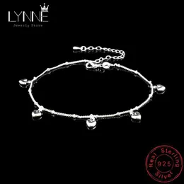 Anklets nytt mode 925 Sterling Silver Simple Exquisite Heart Pendant Anklets Women smycken Birtay Gift Summer Foot Chain Armeletsl231219