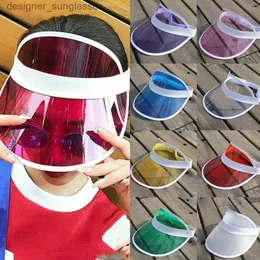 Visors Neon Sun Visor Hat Unisex Plastic Clear Sun Visors UV Protection Hat Adjustable C Headwear Sunhat for Golf Tennis Beach CycleL231219