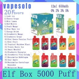 Sigarette elettroniche usa e getta ELF BOX 5000 autentiche 5k 12 ml Penna Vape liquida preriempita 650 mAh Batteria ricaricabile Vaporizzatore 20 gusti