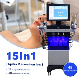 15 in 1 faziale Maschine Hydro Dermabrasion Gesicht Peeling PDT Light Microdermabrasion Machine Haut Hautwaschung Sauerstoffspray Hautpflege