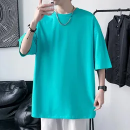 Men's T Shirts Drop Shoulder Men Cotton T-shirts Fashion Loose Hip Hop Streetwear Summer Short Sleeve Casual Boy's Tops Brand Quality Male