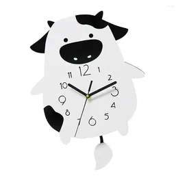 Relógios de parede Vaca Balanço Relógio Mudo Adorno Decoração de Desenhos Animados Adorável O Ornamento Decorativo
