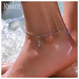 anklets rakolファッションキュービックジルコニア幾何学的ペンダント女性のためのins ins2023トレンビーチアクセサリーハイパーティーギフトジュエリル231219