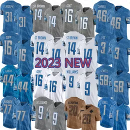 Jack Fox Detroits Football Jerseys Lions C.J. Gardner-Johnson Amon-Ra St. Brown Jared Goff Jameson Williams Malcolm Rodriguez Penei Sewell Kerby Joseph Man