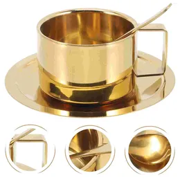 Cups Saucers Edelstahl Kaffee Becher Office Tasse Hochkapazität Haushalt Metall Frühstücks Tassen