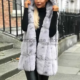 Pele feminina pele sintética mulheres inverno engrossar colete de pele falsa jaqueta casual feminina cor sólida com capuz colete streetwear mujer jaqueta 2021 j231219