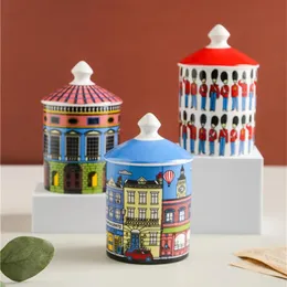 Holders Ceramic Colourful Castle Candle Holders Diy Handmade Candy Jar Vintage Storage Bin Craft Home Decoration Jewerlly Storage Box