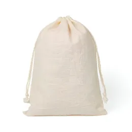 Cotton Drawstring Bags Natural Cotton Bags with Drawstring Produce Bags Bulk Gift Bag Jewelry Pouch Multi size optional210O