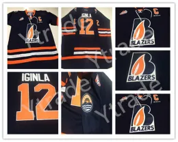 تخصيص الرجال Jarome Iginla Kamloops Blazers Road Navy CHL CCM Hockey Jersey Sitched S-4XL 54