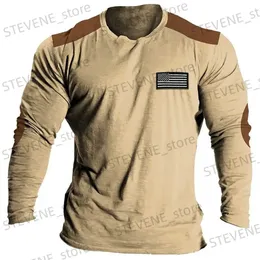 T-shirt da uomo New American T Shirt da uomo a maniche lunghe Casual oversize O-Collo Pullover bandiera americana grafica vestire autunno maschio T-Shir T231219