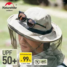 Bandanas Naturehike 2023 Balde Cap Aba Larga Repelente de Mosquitos Ao Ar Livre Protetor Solar Respirável Chapéu de Pescador Montanhismo Chapéus de Acampamento