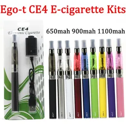Ego-T Battery CE4 E Cigarette Starter Kits For 650mAh 900mAh 1100mAh Capacity 10 Colors Atomizer Blister Package Vaporizer Kit With Ego USB Charger Vape Pen
