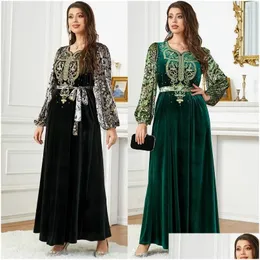 Abbigliamento etnico Ramadan Eid Mubarak Abito da sera per le donne Veet Abaya Dubai Turchia Islam Pakistan Arabo Musulmano Abito lungo Caftano Dr Dhtz9