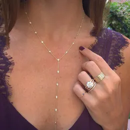Позолоченное ожерелье высокого качества с цирконием Y-образное ожерелье, летние сексуальные женские подарки, европейские женские длинные цепочки, великолепные модные ювелирные изделия312p