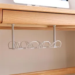 Hooks Rails Under Desk Management Tray Table Bottom Power Cable Organizer Plug Storage Basket Shelf Wire Strong Holder Socket HA245i