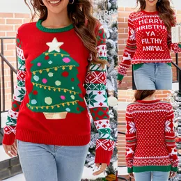 Women Sweters świąteczny sweter kobiety Kobiety Oważnie swobodny skoczki Ladies Warm Pullover Long Rleeve Lose Kawaii Xmas Year Stroje 231219