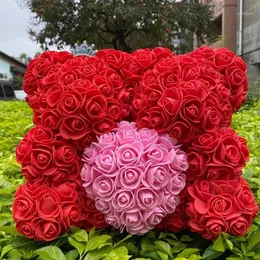 Ghirlande di fiori decorativi Orso di rose artificiali Multicolor Schiuma di plastica Teddy Fidanzata Regalo di San Valentino Festa di compleanno Deco330O