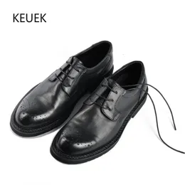 اللباس تصميم أحذية أصلي من الجلد المصنوع يدويًا رجالًا أسودًا من Laceup Oxfords Party Male Male Laiders 5C 231218