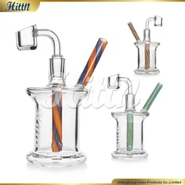 Hittn 5,5 дюйма Mini Dab Rigs Маллерами Американская цветная курительная вода труба с 14 -мм кварцевыми аксессуарами 2024 Новые