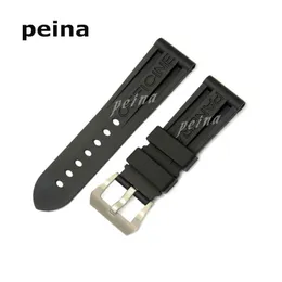 22mm 24mm MAN NOVO Top Grade Preto Mergulho Pulseira de Borracha de Silicone Pulseira PARA PANERAI BANDS313G