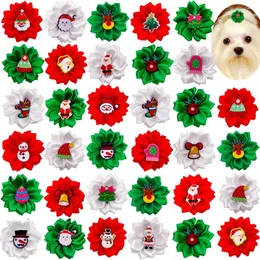 Abbigliamento per cani 12 pezzi Natale animali domestici cani fiocchi per capelli elastici moda accessori floreali per forniture per toelettatura di piccoli animali domestici
