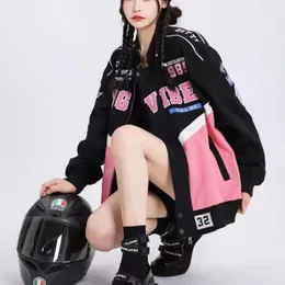 Giacche da donna Giacca femminile stampata Tuta da corsa gotica Giacca sportiva Hip-hop Street Y2k Giacche uniformi da baseball oversize per le donne 231218