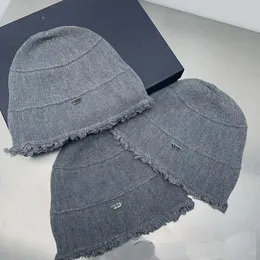 Stickad designer Cap Men Solid Ribbed Bucket Hats for Women Winter Flush Warm Protect Cap