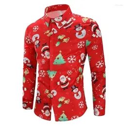 Freizeithemden für Herren, hawaiianisches Weihnachts-Schneemann-Themenhemd, 3D-Druck, langärmelig, elegante Kleidung für Männer, Geschenk