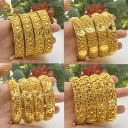 Bangle Aniid Dubai Gold Color Indian for Women Luxury African Jewelery Designer Bracelets Brazilian Barkles Home Higds 231219