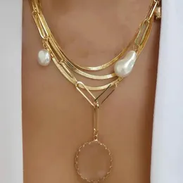 Smyckeslådor Böhmen Multilayer Round Crystal Pendant Halsband för kvinnor Snake Chain Choker Halsband Fashion Party Gift N0322 231219