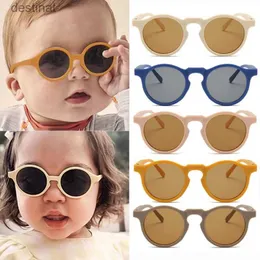 Occhiali da sole Nuovi bambini Vintage satinato rotondo Protezione solare esterna Occhiali da sole Neonate Acrilico UV400 Occhiali da sole Occhiali moda per bambiniL231219