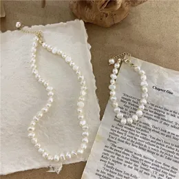 Colar de designer de pérolas de água doce pulseira barroca colar de pérolas moda feminina conjunto de colar de pérolas