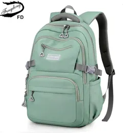 학교 가방 Fengdong Teenage School Backpack for Girls Simple Color Backpack 여성 Schoolbag School School Backpacks Bookbag 231219