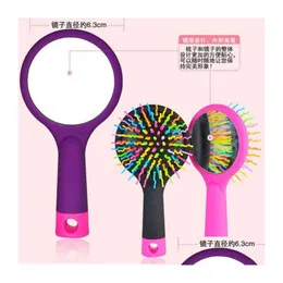 Escovas de cabelo de escova mágica arco-íris pente com espelho anti-estático preto rosa roxo cepillo para desenredar el cabello drop delivery dhseo