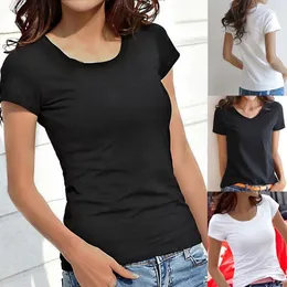 T-shirts Femmes 2023 T-shirt Casual Solide Tops à manches courtes Slim Demi-manches Grande taille Femme Bottoming Tee Vêtements d'été Homewear