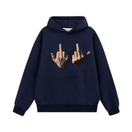 Herrtröjor mode överdimensionerade hiphop high gata finger tryckt tröja lös passform huva pullover hoody streetwear toppar