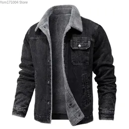 Chaquetas para hombre Chaqueta de invierno Solapa Pelo de cordero Denim engrosado Alta calidad Casual Apretado Algodón cálido acolchado abajo 231218