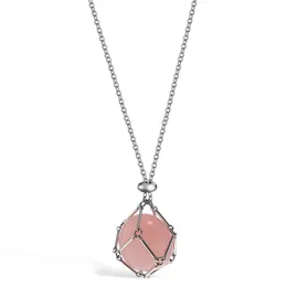 Collane con ciondolo Cristallo naturale Maglia di pietra grezza Oro (platino, argento-quarzo rosa) Cordoncino per collana da 1 confezione