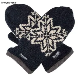 Bruceriver Mens Snowflake Knit Mittens with Warm Thinsulate Fleece Lining T220815249C