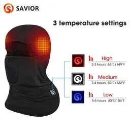 Cycling Caps Masks Savior Heat Heating Ski Mask With Battery Electric Warm Hats For Women Snowboard Balaclava Neck Warmer Man Thermal Balaclava 231218