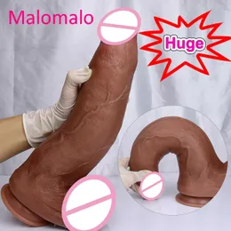 Massager enorm realistisk brun jätte lång dildo mjuk silikon vaginal masturbators penis erotisk leksak för kvinnor suction cup tjock glans kuk