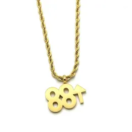 Chains Stainless Steel Hip Hop Gold 88 Rising Rich Brian Pendant Necklace Street Dance Gift For Him With Rope Chain2335