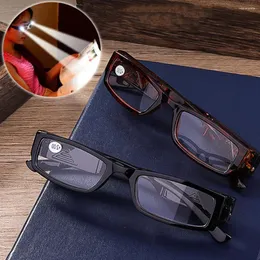 Solglasögon vintage läsglasögon kvinnor belysning led förstoring 1,0 till 4,0 presbyopiska män gafas