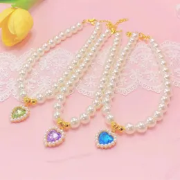 Dog Collars Fashion High-grade Cat Necklace Pearl Crystal Pet Collar Small And Medium-sized Scarf Cute Noble Lady Princess Jewelry