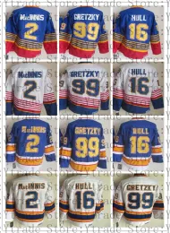 CCM Vintage Hóquei Brett Hull Jersey Wayne Gretzky Al Macinnis Retro Classic Jerseys Costurado Home Away Azul Branco 51