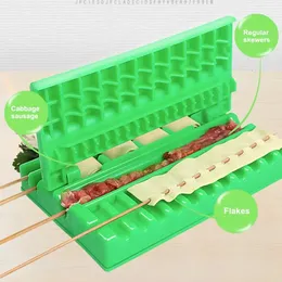 BBQ Tools Accessories 3-In-1 Barbecue Stringer Kebab Maker Skewers Artifact Barbecue Multi-Function Skewers Mold Box Machine Manual Meat Vegetables 231218