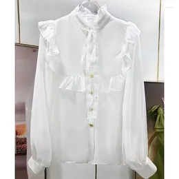 Blusas femininas 2023 verão estilo francês babados camisa de chiffon doce de alta qualidade b271