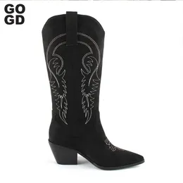 Gogd 908 Antumble Andut Winter Western Western Cowboy Boots для женского печати змеи на высоких каблуках 231219