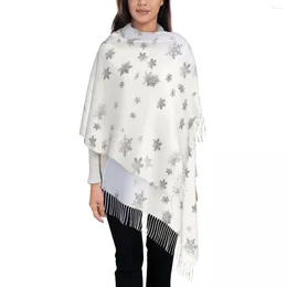 Schals Schneeflocken Glitzer Schal Wraps Frauen Warm Großer weicher Schal Winter Schnee Weihnachten Pashmina Quaste