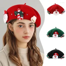 Baretten Volwassen Kerstthema Baret Hoed Tieners Meisjes Dikker Franse Vrouwen Winter Festival Winddicht Outdoor Schilder Cap Po Rekwisieten